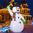 GOOSH 7 FT Christmas Inflatables Outdoor Decorations, Waving Snowman Blow up Yard Decoration with Built-in Bright LED Outside Decor for Holiday Party Patio Garden Lawn