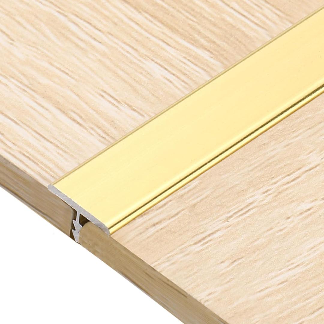 Uxcell 3Pcs Aluminum T Molding Floor Transition Strip, 3 FT x 0.47 Inch Floor Divider Trims, Thresholds Strips for Doors and Joining Flooring Gap, Laminate, Wood, Tile, Vinyl, Gold