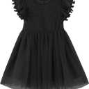 Toddler Girls Lace Dresses Baby Girl Elegant Dress Flutter Sleeve Lace Party Princess Dress (5T, 2-tutu-black)
