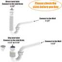 Flexible P Trap for Bathroom Sink, Flex Drain Pipe for Bathroom Sink Drain Kit and Kitchen Sink Drain Kit, 1-1/2" or 1-1/4" Expandable Sink Trap, Slip Joint or Direct Connection 1/2 Inch P Trap Kit
