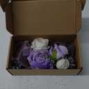 Fnize Purple Corsage and Boutonniere Set for Bride Groom Bridesmaids Groomsmen Wedding Homecoming Flowers Prom Suit Accessories, Rose Boutonniere and Wrist Corsage Flower
