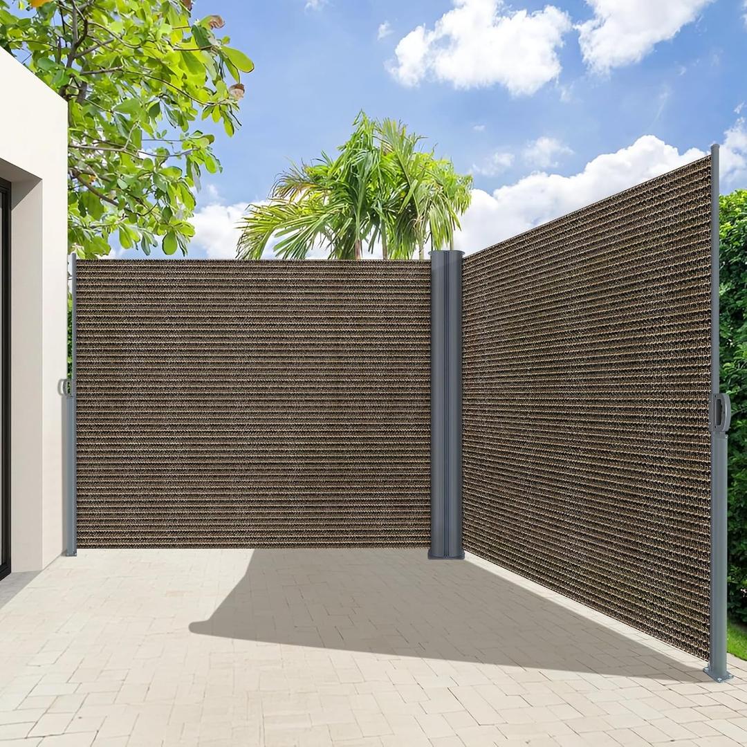 KANAGAWA 71'' x 236'' Retractable Side Awning - Folding Patio Privacy Screen | Waterproof & UV-Resistant Outdoor Shade Divider for Patio, Garden, Balcony & Commercial Use (Mocha)