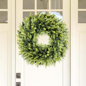Spring Summer Boxwoods Green Wreath for Front Door Decor, 18-20Inch Greenery Artificial All Seasons Wreaths for Wall Window Porch Home Farmhouse Outdoor Outside Indoor Hanging Decorations