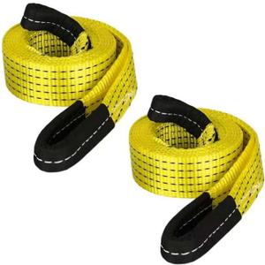 2 Pack 6' x 2" Lifting Sling Straps, 6 Feet Heavy Duty Lift Rigging Strap Tree Saver Recovery Securing Straps, Polyester Flat Towing Web Sling Winch Strap for Trailer, Hoist, Truck.