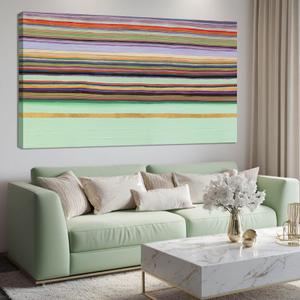 ZENPEE Green Abstract Wall Art with Wood Frame, Modern Canvas Prints Hanging Decor for Living Room, Office, Hallway, or Entryway | 24" x 48"