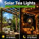 HL Solar Lanterns Outdoor Waterproof, 3-in-1 Plastic Hanging Lantern (Hanging/Standing/Hook), Solar Powered LED Tea Lights Candles for Patio Garden Backyard Tree Fence Porch Deck, Auto On/Off, 4-Pack