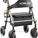 HOMLAND Foldable Rollator Walkers for Seniors with Seat, 17 lb Lightweight