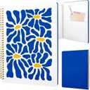 Cute Spiral Notebook journal A4 Aesthetic Pretty Design for Women Girls Kawaii with Pocket, 8.5 x 11 inch, Lined, Blue Flower