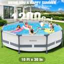 Above Ground Pool,10ft x 30in Frame Deep Swimming Pool,Round Family Pool,Large Above Ground Pool Easy Set,1200 Gallon Pool,Outdoor Backyard Pool for Kids,Adults-Grey,Pump Not Included