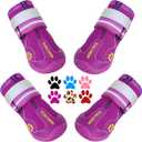 QUMY Dog Shoes for Large Dogs, Medium Dog Boots & Paw Protectors for Winter Snowy Day, Summer Hot Pavement, Water-Resistant in Rainy Weather, Outdoor Walking, Indoor Hardfloors Skid-Resistant Sole, Size: Size 7: 2.8''x3.2"(W*L) (Pack of 4)