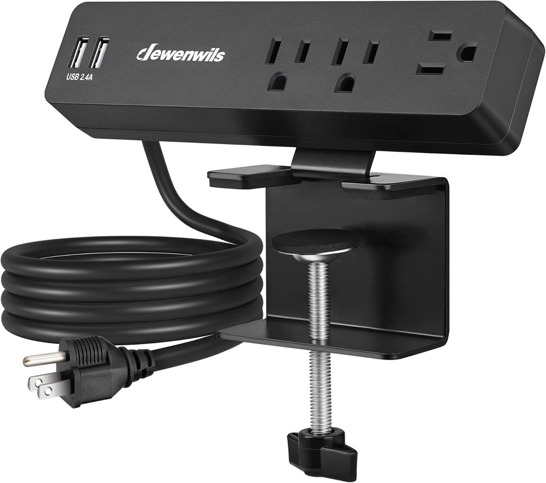 DEWENWILS Desk Clamp Power Strip, Desktop Power Station with 3 AC Outlets(15A/1800W), 2 USB Ports, Desk Mount Power Outlet for Home, Office, 6Ft 14/3C SJT Extension Cord DEWENWILS Desk Clamp Power Strip, Desktop Power Station with 3 AC Outlets(15A/1800W), 2 USB Ports, Desk Mount Power Outlet for Home, Office, 6Ft 14/3C SJT Extension Cord