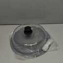 2 in 1, Glass Microwave Splatter Cover for Food & Microwave Place Mat, Plate Splatter Guard Lid with Easy Grip Silicone Handle Knob, Borosilicate Glass with Vent Hole, Food Grade, No Plastic, 10in