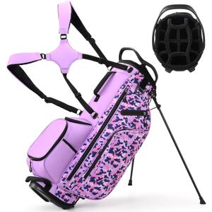 Mile High Life 14-Way Golf Stand Bag - Lightweight, Durable & Feature-Packed, with Multiple Pockets, Dual Strap and Rain Cover Hood, Premium Golf Bags for Men & Women