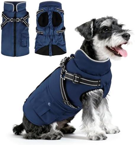 Dog Winter Coat with Harness Built-in | Waterproof Dog Jacket with Zipper & Fleece Lining | Reflective Cold Weather Coat for Medium  Dogs