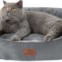 Bedsure Dog Beds for Small Dogs - Round Cat Beds for Indoor Cats, Washable Pet Bed for Puppy and Kitten with Slip-Resistant Bottom, 25 Inches, Grey