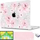 CISSOOK Compatible with MacBook Neo 13 inch Case 2026, Protective Hard Shell Case + Keyboard Cover + Screen Protector + USB-C Adapter for MacBook Neo 13 A3404, Cute Pink Flower
