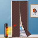 Durable Upgraded Oxford Cloth & Thicken Cotton Fill Magnetic Thermal Curtain, Insulated, Windproof, Soundproof, Fits Door Size 38" x 82" (Brown)