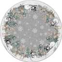 Artoid Mode Grey Snowman Deer Tree Christmas Round Rug, Winter Home Decor Non Slip Washable Circle Area Rug for Entryway Kitchen Bedroom Nursery Bathroom Indoor 4 Feet