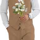 Men's Suit 2 Pieces Vest Short Pants Set Chic Beach Wedding Outfit Homecoming Party Linen Lightweight Casual Summer Fit Khaki S