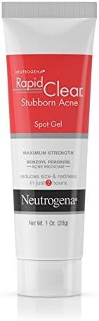 Neutrogena Rapid Clear Stubborn Acne Spot Treatment Gel with Maximum Strength 10% Benzoyl Peroxide Acne Treatment Medication, Pimple Cream for Acne Prone Skin Care, 1 oz