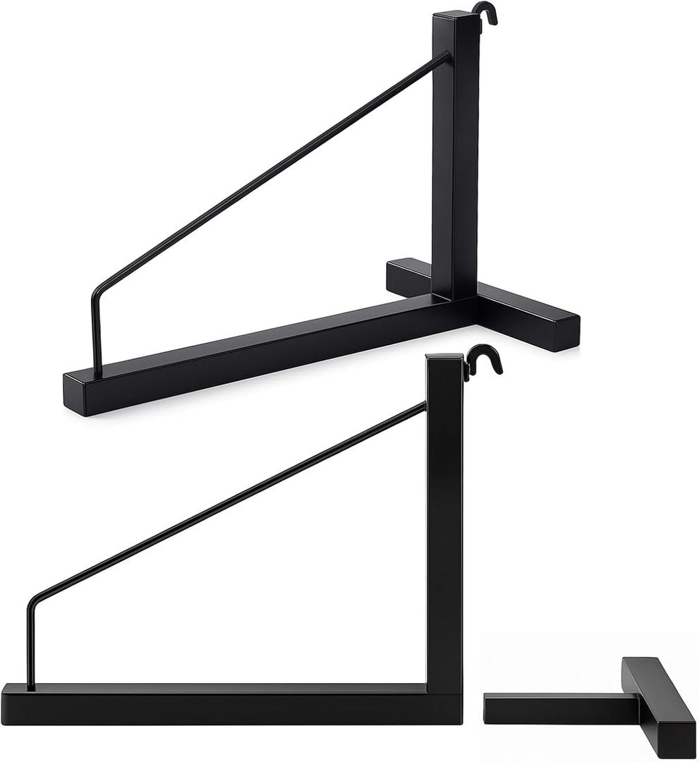 LEIFIDE 2 Pack Shipping Container Shelving Bracket 16"x18" 1 Tier Shipping Container Shelving with Hooks, Black Powder Coated Steel for Heavy Duty Trailer Containers Easy to Assemble Remove