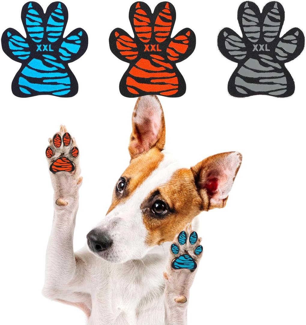 SCENEREAL Dog Paw Protector Anti-Slip Grips to Keeps Dogs from Slipping On Hardwood Floors, Best for Summer Hot Pavement, Dog Shoes Booties Socks Replacemen S 48 Pieces (S: 1.6"x1.3"(L*W), Gray & Orange & Blue 48pcs 12sets)