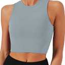 Natural Feelings Nudi Sports Bras for Women Removable Padded Yoga Tank Tops Sleeveless Fitness Workout Crop Tops (Gray, XXL)