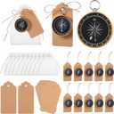 TaoBary 60 Pcs Compasses Gifts Wedding Party Favors Set, 2026 Mini Compass Souvenir Nautical with Kraft Tags and Organza Bag for Guests Birthday Nautical Travel Party Souvenir Gift(Gold)