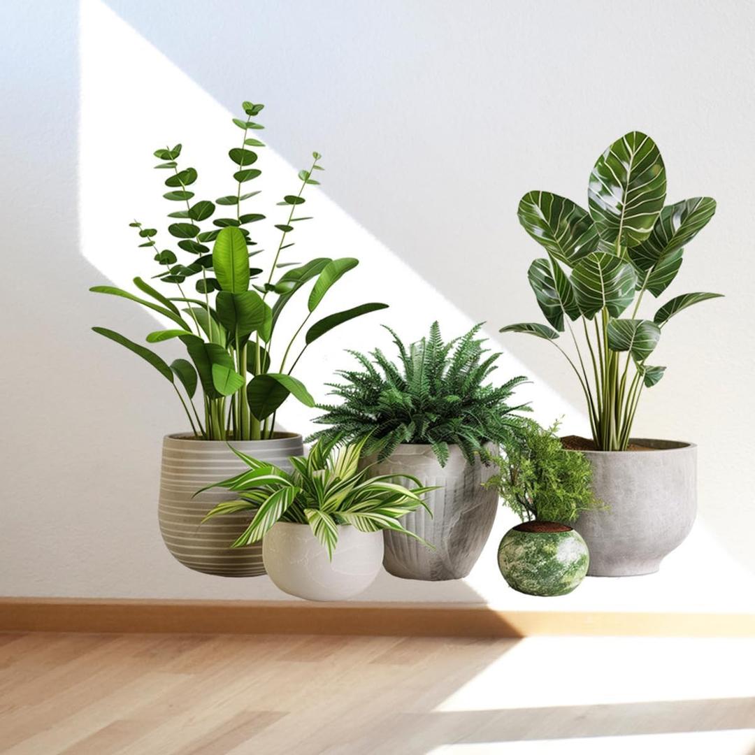 iMagitek Large Green Plant Wall Decals Tropical Leaves 3D Potted Plant Wall Stickers for Living Room Bedroom Home Wall Decor 43.7x34.65inch