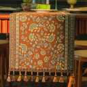 1372 Inch Table Runner, Retro-Luxury Tassels Series for Kitchen Dining Table Holiday Decoration (Coffee Branch)