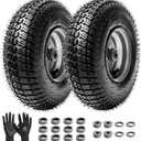 13x5.00-6 Lawn Mower Tubeless Front Tire & Wheel Assembly 4 Ply Tubeless, Compatible with John Deere 100 & 300 Series Riding Mowers with 3" Offset Hub