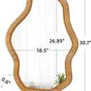 Asymmetrical Mirror 22 X 30 Inch, Hanging Boho Wavy Rattan Mirrors for Wall, Handmade Wicker Irregular Decorative Mirrors for Living Room Hallway Entryway Bedroom Bathroom