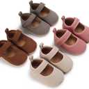 INMINPIN Baby Girls Shoes Corduroy Princess Dress Mary Jane Flats Newborn Infant First Walking Shoes Soft Rubber Sole House Indoor Slippers (6-12 Months Infant)
