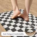 KIMODE Anti Fatigue Kitchen Mats for Floor, Black and White Plaid Kitchen Rugs Sets of 2, Cushioned Kitchen Floor Mats, Non Slip Standing Desk Mat for Sink Laundry Office Desk 20"x47"+20"x32"