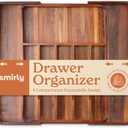 SMIRLY Silverware Drawer Organizer  Bamboo Kitchen Drawer Organizer, Adjustable Utensil Holder and Cutlery Tray, Drawer Dividers for Flatware and Kitchen Utensils (8 Slot, Acacia Wood)