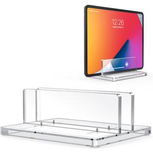 OMOTON Vertical Laptop Stand for Desk, Acrylic Laptop Holder Desktop Clear Adjustable Dock for MacBook Pro Air, HP, All Gaming Laptops up to 17 (Clear, Single Slot)