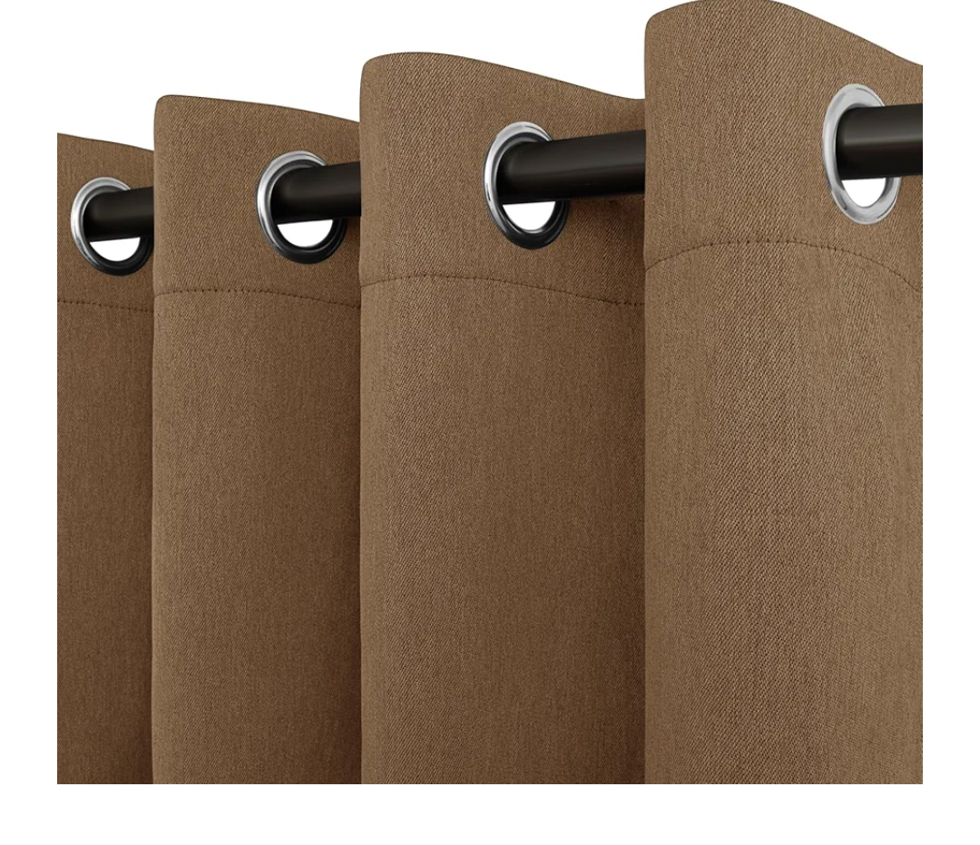 Easy-Going Linen Look Blackout Curtain Grommet Window Curtain Drapes for Bedroom, Living Room Thermal Insulated Room Darkening (2 Panels, 52x84 inch, Brown)