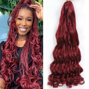 French Curl Braiding Hair 24Inch 8Packs French Curl Crochet Braids Short Curly Crochet Hair Bouncy Synthetic knotless Braiding Extensions (BUG, 24inch, Packs of 8)
