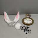 4 PCS White Rabbit Costume Accessories,Bunny Ears Headband and Tail Bow Tie Clock Necklace for Adult Kids Easter Halloween Dress Up