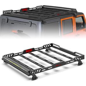 Nilight Roof Rack Cargo Basket with LED Light Bar Compatible with 2007-2026 Wrangler JK JL Unlimited & Gladiator JT 4 Door Hardtop, JKU JLU Luggage Rooftop Storage Carrier