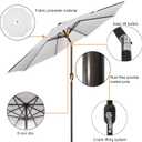 Blissun 9FT Patio Umbrella, Outdoor Table Umbrella, Yard Umbrella, Market Umbrella with 8 Sturdy Ribs, Push Button Tilt and Crank, Grayish White