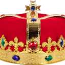 Kangaroo Royal Gold King Crowns for Men & Women - Medieval Prince Plastic Crown - King Costume Headpiece for Halloween, Christmas, Cosplay Dress up Gold Crown Decor Apparel