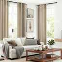 52x105 Inch Extra Long Curtains Oatmeal Sand Beige Privacy Linen Drapes, 52"W x 100"L