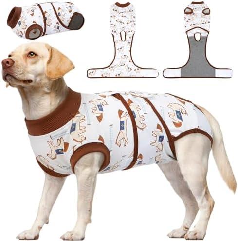 Kuoser Dog Recovery Suit for Post-Surgery Care, Spay Neuter Bodysuit for Female & Male Dogs, Anti-Licking Surgical Onesie, Snug Fit for Abdominal Wound Protection & Skin Healing, BrownPony XL