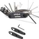 Bike Multitool 16-in-1, Bicycle Multitool, Bike Tool Kit w/Hex, Socket, Spoke Wrench + Attached 2 Tire Levers for Road Mountain Cycling Repair