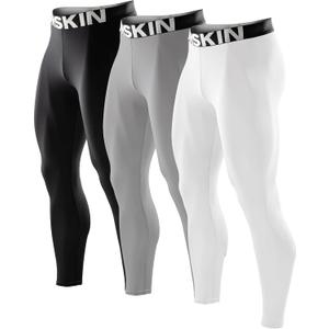DRSKIN Mens Compression Pants (5/4/3 Pack) Quick Dry Tights Leggings Sports Baselayer Running Gym Workout (X-Large, Black 1p+white 1p+gray 1p)
