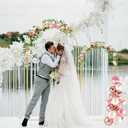 Metal Arch Backdrop Stand, 7.2FT+6FT Wedding Arch Frame, Gold Wedding Arch Backdrop Stand Set of 2, Balloon Arch Backdrop for Wedding Birthday Party Baby Shower Graduation Ceremony Decor