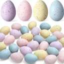 Waipfaru 32 Pcs Easter Eggs, Plastic Easter Decorations, Speckled Easter Table Decor, Easter Centerpiece Table Decorations for Indoor Outdoor Home Vase Filler Basket Spring Party DIY(Pastel Colors) (Blue, Yellow, Purple, Pink)