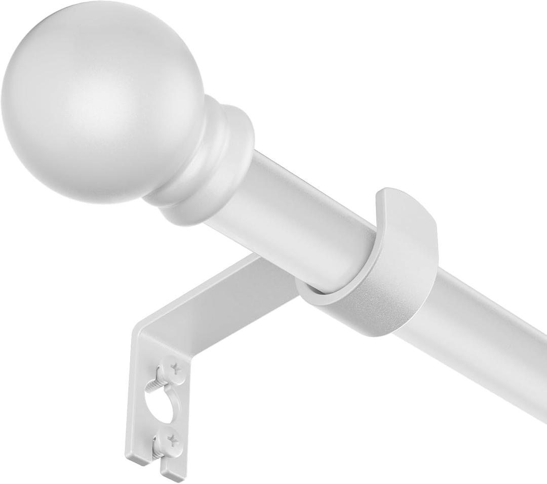 Curtain Rods for Window 32 to 78, White 5/8 inch Splicing Single Window Curtain Rod Set with Brackets