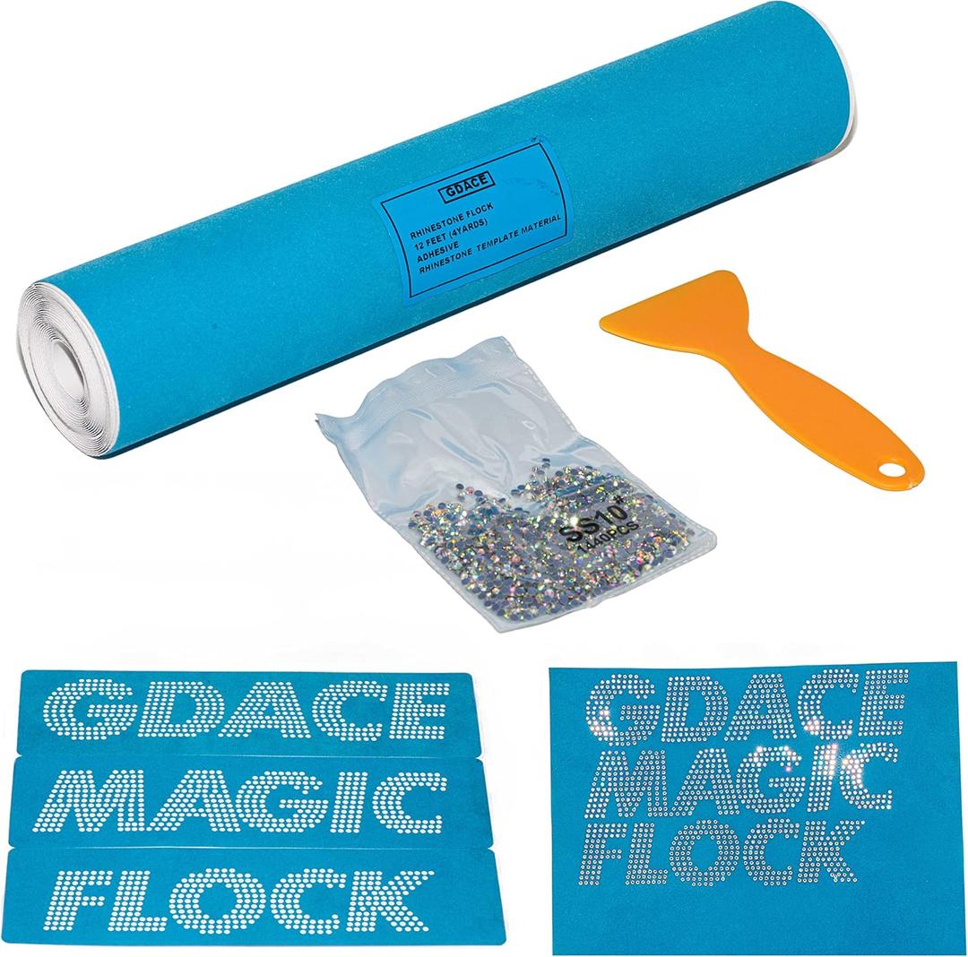 Rhinestone Template Metarial Magic Sticky Flock Self Adhesive Rhinestone Flock in Roll for Cutting Machine 12" x 4 Yards Rhinestone Template Metarial Magic Sticky Flock Self Adhesive Rhinestone Flock in Roll for Cutting Machine 12" x 4 Yards